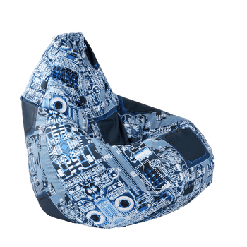 Fotoliu puf tip sac nirvana hobbit, motherboard, mediu, imprimat, pretabil si la exterior, umplut cu perle polistiren