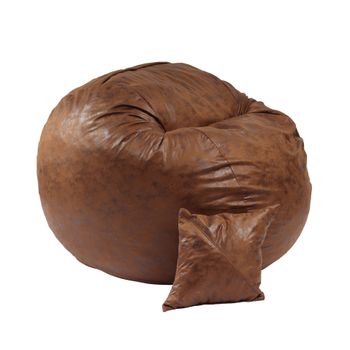Set fotoliu pufrelax mare, king size cu perna decorativa, iced coffee, textil, umplut cu fulgi de burete memory mix