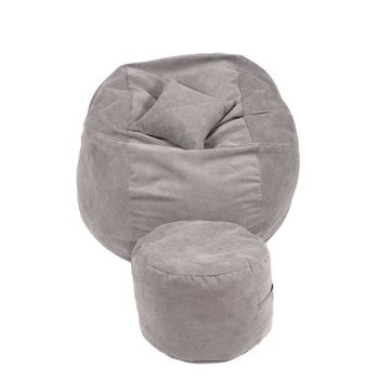 Set fotoliu puf king size + otoman + perna decorativa - serendibit (gama plush honey) cu fulgi de burete memory mix