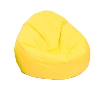 Fotoliu Pufrelax Tip Sac Nirvana Gigant Piele Ecologica, Yellow , Umplut Cu Perle Polistiren