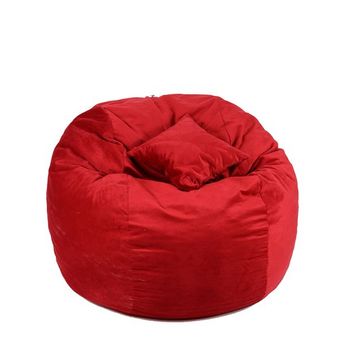 Set fotoliu puf king size + perna decorativa - red diamond (gama plush honey) umplut cu fulgi de burete memory mix®
