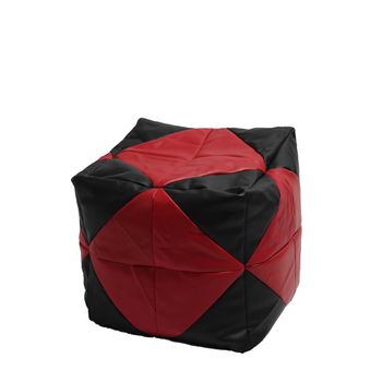 Fotoliu taburet cub - red diamond (piele eco) umplut cu perle polistiren