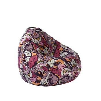 Fotoliu pufrelax tip sac nirvana grande textil, flower power, husa detasabila, umplut cu perle polistiren