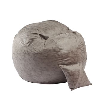 Set fotoliu pufrelax mare, king size cu perna decorativa, discover gray, textil, umplut cu fulgi de burete memory mix