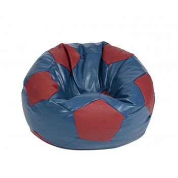 Fotoliu pentru copii (3-10 ani) minge telstar junior - blue & red (piele eco) cu perle polistiren