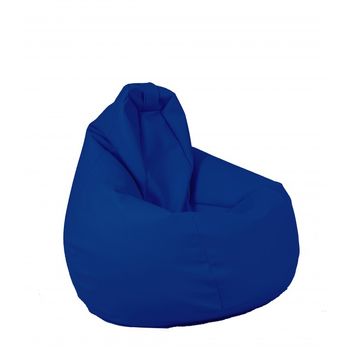 Fotoliu pufrelax tip sac nirvana hobbit piele ecologica, blue , umplut cu perle polistiren