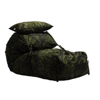 Fotoliu pufrelax yoga l + perna - army camouflage umplut cu fulgi de burete memory mix®