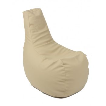 Fotoliu (mediu) sunlounger evo - bej (piele eco) umplut cu perle polistiren (fotoliu para marca pufrelax)