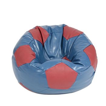 Fotoliu (mediu) minge telstar xl - blue & red (piele eco) umplut cu perle polistiren (fotoliu minge marca pufrelax)