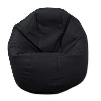 Fotoliu pentru copii (2-14 ani) relaxo - negru (piele eco) umplut cu perle polistiren (beanbag marca pufrelax)