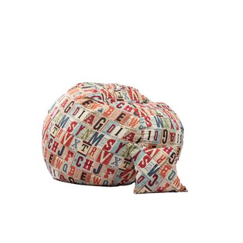 Set fotoliu pufrelax king size + perna decorativa - scrabble ( rustic high) umplut cu fulgi de burete memory mix