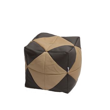 Fotoliu taburet cub - beige diamond (piele eco) umplut cu perle polistiren