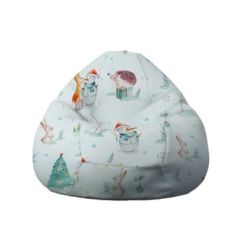 Fotoliu pufrelax mare, nirvana gigant, winter wonderland, imprimat, pretabil si la exterior, umplut cu perle polistiren