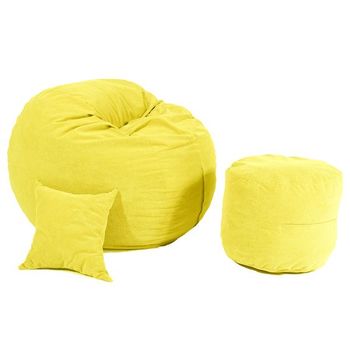 Set fotoliu puf pentru copii (5-16 ani) matusalem + otoman + perna decorativa - quince cu fulgi de burete memory mix