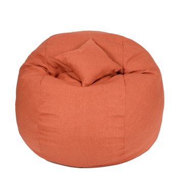 Set fotoliu puf pentru copii matusalem + perna decorativa - savana orange cu fulgi de burete memory mix