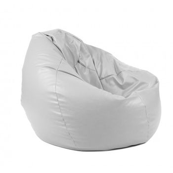 Fotoliu pufrelax tip sac nirvana gigant poliuretan, dusty white, umplut cu perle polistiren
