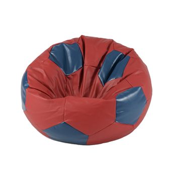 Fotoliu (mediu) minge telstar xl - red & blue (piele eco) umplut cu perle polistiren (fotoliu minge marca pufrelax)
