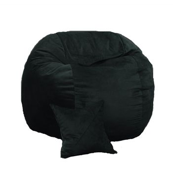 Fotoliu king size xl cu perna decorativa, black velvet gama plush honey umplut cu fulgi de burete memory mix