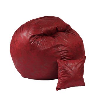 Set fotoliu pufrelax mediu-mare, matusalem cu perna decorativa, cranberry, textil, cu fulgi de burete memory mix