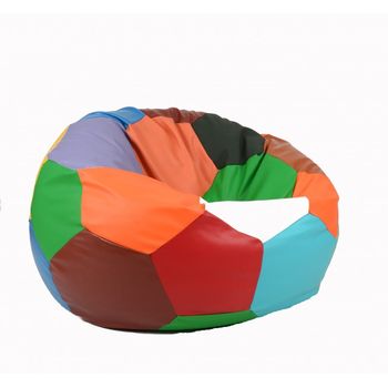 Fotoliu (mare) minge telstar xxl - mozaic (piele eco) umplut cu perle polistiren (fotoliu minge marca pufrelax)