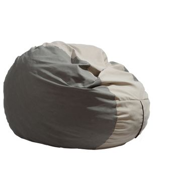 Fotoliu pufrelax king size - cream & light grey umplut cu fulgi de burete memory mix®