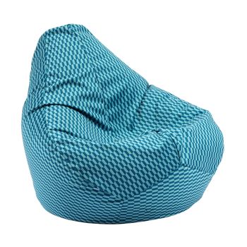 Fotoliu puf tip sac nirvana hobbit, paris blue ( textil) umplut cu perle polistiren
