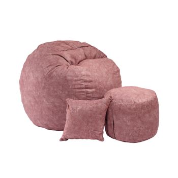Set fotoliu pufrelaxm-mare, matusalem cu otoman si perna decorativa, red river, textil, cu fulgi de burete memory mix