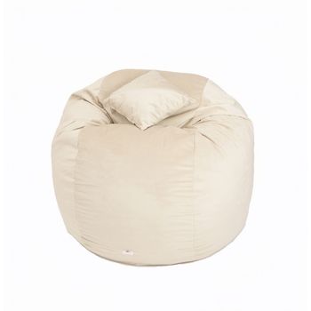 Fotoliu king size xl cu perna decorativa, beige gama plush honey umplut cu fulgi de burete memory mix