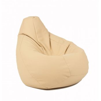 Fotoliu pufrelax tip sac nirvana hobbit poliuretan, nude, umplut cu perle polistiren