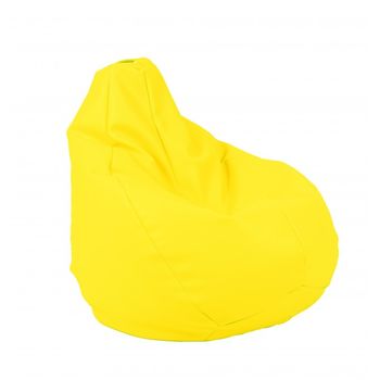 Fotoliu pufrelax tip sac nirvana hobbit piele ecologica, galben , umplut cu perle polistiren
