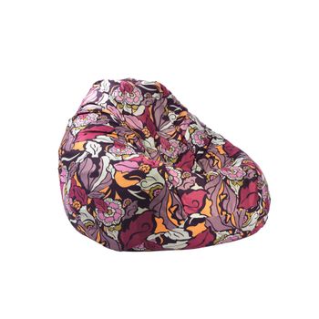 Fotoliu pufrelax tip sac nirvana gigant textil, flower power , umplut cu perle polistiren