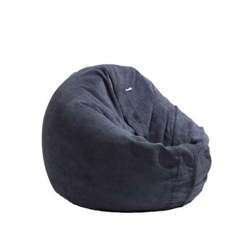 Fotoliu puf tip sac relaxo xl - dusty blue (gama plush honey) cu husa detasabila textila, umplut cu perle polistiren