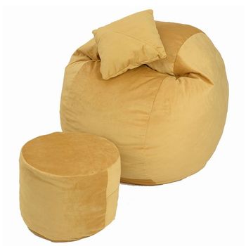 Set fotoliu puf pentru copii (5-16 ani) matusalem + otoman + perna decorativa - lemon cu fulgi de burete memory mix