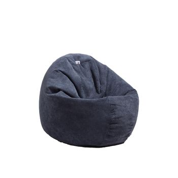 Fotoliu puf tip sac relaxo - dusty blue (gama plush honey) cu husa detasabila textila, umplut cu perle polistiren