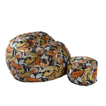 Fotoliu pufrelax king size si otoman fantasy ( textil) umplut cu fulgi de burete memory mix