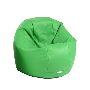 Fotoliu pentru copii (2-14 ani) relaxo - verde (piele eco) umplut cu perle polistiren (beanbag marca pufrelax)
