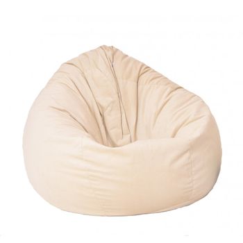 Fotoliu pufrelax tip sac nirvana gigant textil, beige, husa detasabila, umplut cu perle polistiren