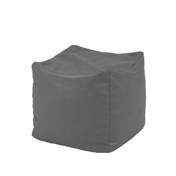 Fotoliu taburet cub - dark grey ( pu) umplut cu perle polistiren