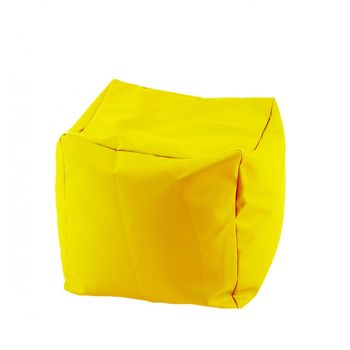 Fotoliu mic, taburet cub xl - yellow quince , pretabil si la exterior, umplut cu perle polistiren,