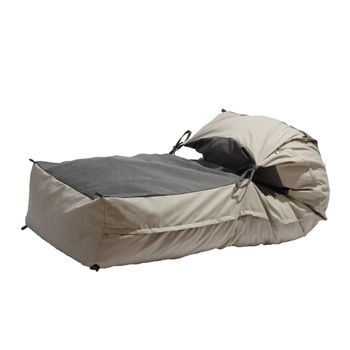 Fotoliu pufrelax yoga xl - cream & light grey umplut cu fulgi de burete memory mix®