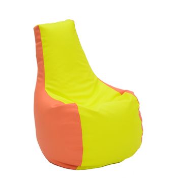 Fotoliu (mediu) sunlounger - orange & lime yellow (piele eco) umplut cu perle polistiren (fotoliu para marca pufrelax)