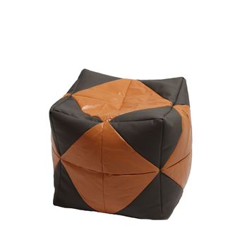 Fotoliu taburet cub - caramel filling (piele eco) umplut cu perle polistiren