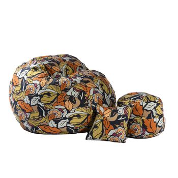Fotoliu pufrelax king size, otoman si perna decorativa fantasy ( textil) umplut cu fulgi de burete memory mix