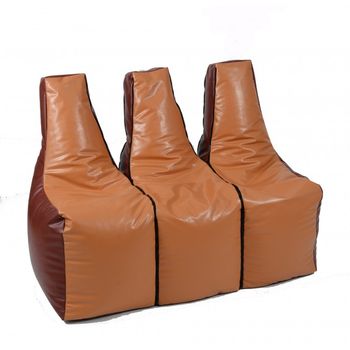 Fotoliu (mare) canapea s3 - caramel & chocolate (piele eco) umplut cu perle de polisitren (beanbag marca pufrelax)