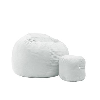 Set fotoliu puf king size xl + otoman - angora grey umplut cu fulgi de burete memory mix