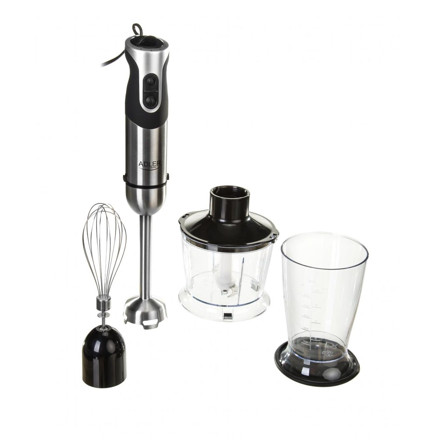 Mixer vertical ADLER AD 4607, 1000W, 5 viteze, 3 accesorii,Inox fotografia produsului