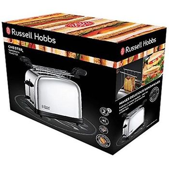 Prajitor de paine Russell Hobbs Chester 23310-57, 1200 W, 4 felii, Accesoriu pentru sandviciuri, Inox/Negru elefant.ro imagine noua 2022