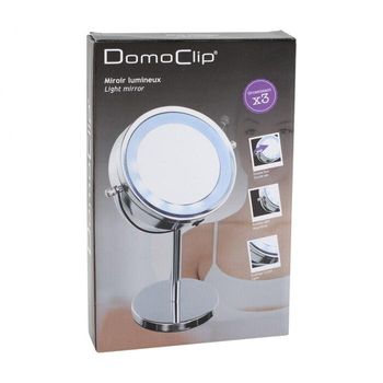 Oglinda iluminata DomoClip DOS150, 15cm, fata dubla , 12Led-uri, Argintiu DomoClip imagine 2022 caserolepolistiren.ro