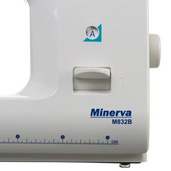 Masina de cusut electromecanica minerva m832b model 2020, 32 programe, 800 imp/min, 70w, alb/albastru