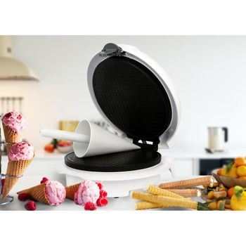 Aparat de facut vafe subtiri saratele si napolitane cu diametru 18 cm si cornete inghetata putere reglabila 750- 1500w, indicator luminos